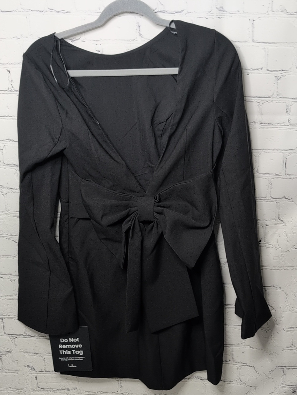 NWT Lulus Elegant Cutie Black Bow Long Sleeve Backless Mini Dress - Picture 4 of 7